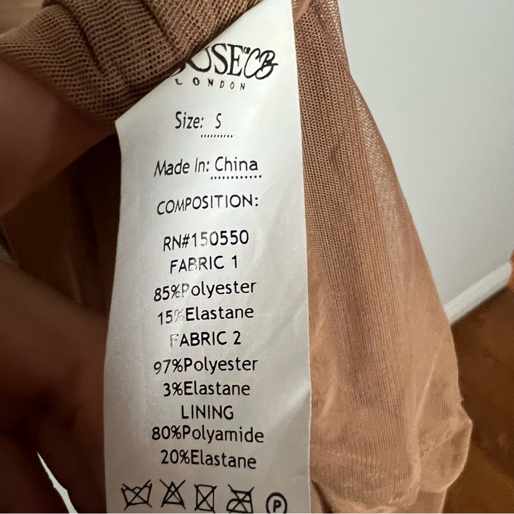 House of CB Fornarina Organza Mesh Ruched Maxi Dress Tan Size Small - Picture 8 of 12